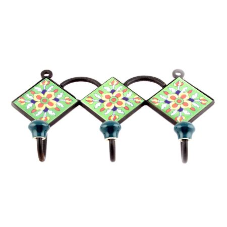Green Yellow Flower Tiles Hooks